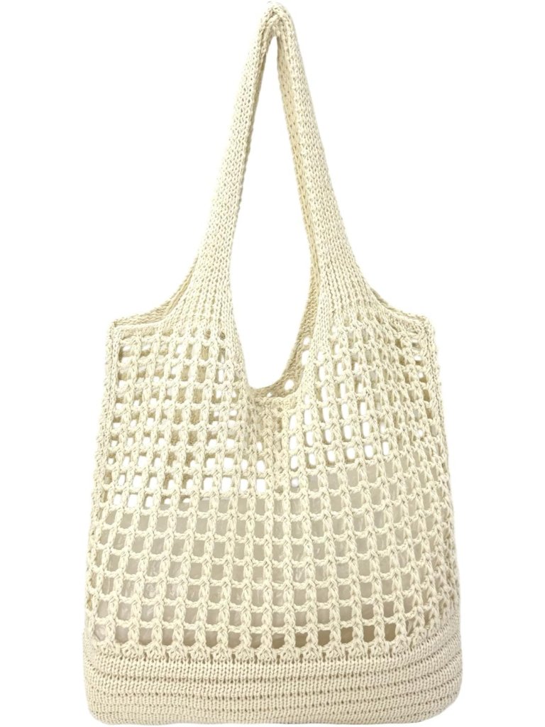 Women Foldable Beach Tote, Washable Lightweight Beach Bag, Eco-Friendly Knit Sho